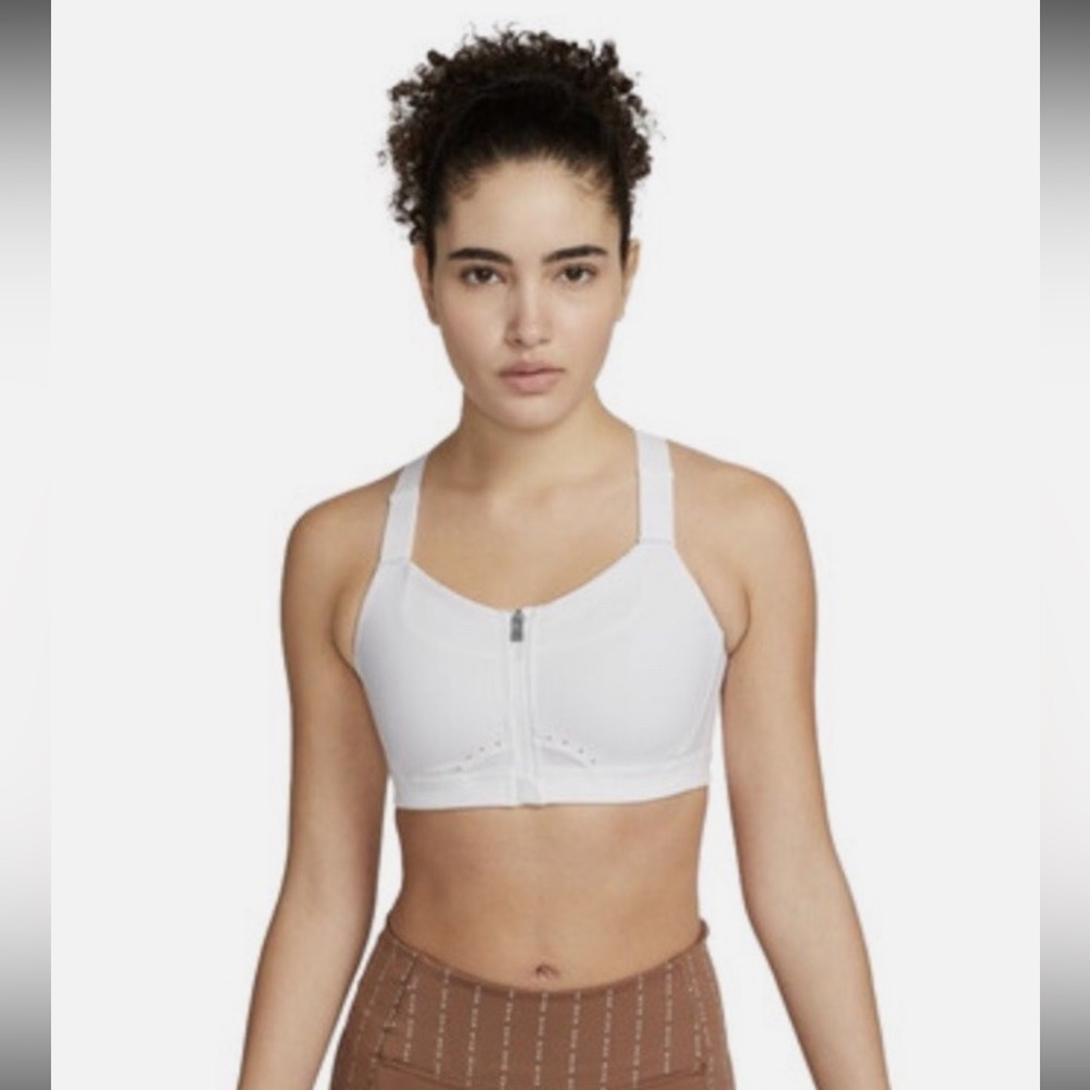 Nike Alpha High Support Padded Zip Front Sports Bra Light Pink Size Small